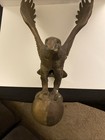Vintage Brass Flying Bald Eagle Flag Pole Topper 11  Tall
