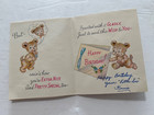 Vtg Happy Birthday Bear   Pig Greeting Card By Sterling