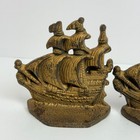 Pair Antique Cast Iron Sailboat Book Ends  2 Ship Book Ends Nautical Sailor Sail