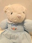 Vintage Oshkosh Bgosh Plush Cream Teddy Bear Blue Dress Eden Toys Stuffed Animal