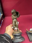 Bronze Boy Sculpture Figurine Art Statue Kid Hat Decor Lighting Cigarette Marble