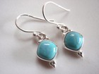 Turquoise Square With Soft Corners 925 Sterling Silver Dangle Earrings