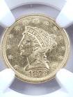1873  2 5 Gold Liberty Open 3 Quarter Eagle Ngc Au58 