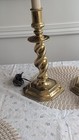 Pair Of Vintage Stiffel Tall Heavy Brass Barley Twist Candlesticks Table Lamps