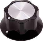 Ced P-k406 1  Large Radio Dial Knob Black Skirted W  Dot 1 4  Shaft 2pc Set