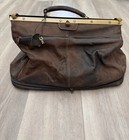 Vtg Artisan Colombian Leather Doctor Bag Weekender Solid Brass Hardware Large
