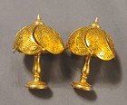 Pair - 2 vintage Table Parlor Lamp Brass Filigree Dollhouse Furniture Miniature