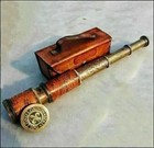 Antique Brass Telescope Marine Nautical Leather Pirate Spyglass Vintage Gift 