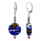 Glass Beads 925 Sterling Silver Drop Earrings With Austrian Crystals