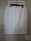 Calvin Klein Women   s Size 12 White Pencil Skirt Knee Length Grommet Hem Zip