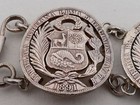 Vintage Heavy Peru Cut-out Un Peso Antique Silver Coin 6 3 4  Bracelet Hy-29