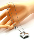 Vtg Sterling Silver Engraved Heart Pendant Snake Chain 18  Necklace