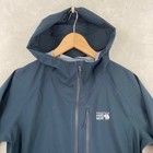 Mountain Hardwear Stretch Ozonic Jacket Womens Large Dark Zinc Blue Rain Shell