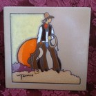 Vintage Cowboy Rodeo Scene Tile Trivet Signed By W t  Zivic