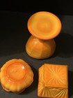 Uv Glow Slag Glass Orange Eye Cup   2 Salt Dips Uv Reactive Lot