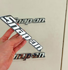 2pcs Snap-on Tool Box Logo Emblem Chrome Silver Badge Decal 8  Inch Long - New