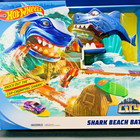 Hot Wheels City Shark Beach Battle Challenge Playset With Track Builder Car New
