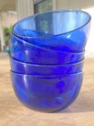 Set Of Four Vintage Cobalt Blue Art Glass Cereal  Bowls 6    Preowned