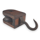 Vintage Block And Tackle Single Pulley Wood And Iron Barn Find 11 5 