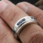 Eternity Engagement Men s Band Ring 925 Silver Princess Cut Lab-created Sapphire