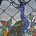 Vintage Tiffany Style Stained Art Glass Peacoc Window Suncatcher Panel 28   14 3 4