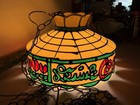 Vintage Coca Cola Faux Stained Glass Ceiling Hanging Light Lamp Pool Table Bar