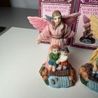 Vintage Guardian Angel Figurines Lot Of 2 Polyresin Angels W Children 4    Set