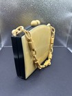 Very Rare Vintage Early 1900s Sling-backs Style Beige Black Bakelite Purse