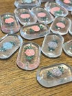 Vintage Lot Of 15 Japanese Daisy Flowers Plastic Celluloid Pendant Beads
