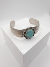 Vintage Sterling Silver   Turquoise Old Navajo Fred Harvey Cuff Bracelet One