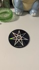 Vintage 1990s Dz Company Black   Silver Holographic Metal Coaster 
