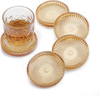 Modern Clear Coasters Set Of 5- Glass Cute Coasters For Drinks  Amber