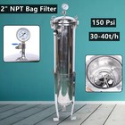 2  Npt Bag Filter Housing 150 Psi 304 Stainless Steel In out  2 Bag With Mesh Us