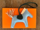 Nib Authentic Hermes Celeste craie malachite Rodeo Horse Mm Leather Bag Charm