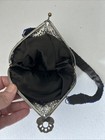 Antique Victorian Silver Filigree Frame Pink Purple Aqua Gold Bead Puffy Purse