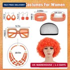7-piece Women s Roper Curly Orange-red Cosplay Wig With 2 Bracelets