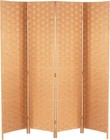 Wood Mesh Woven Design 4 Panel Folding Wooden Screen Room Divider