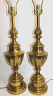 Vintage Pair Of Stiffel Brass Hollywood Regency Urn Ornate Heavy Table Lamps