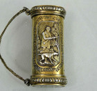 Fine Antique Silver Gilt Hunter s Match Safe   Vesta Case Hunting Motif 18 Cent