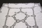 54x72  White Cotton Handmade Battenburg Lace Embroidered Embroidery Tablecloth