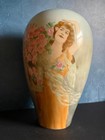 Antique Willets Belleek Hand Painted Portrait Vase Artist Signed Large 10   