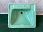 Vtg Mid Century 20x18 Cast Iron Jadeite Green Porcelain Drop In Sink 296-25e
