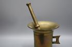 Antique Heavy Solid Brass Mortar And Pestle Large Pharmacy Apothecary Bowl  Ga