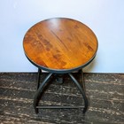 Vintage Adjustable Industrial Stool Cast Iron Screw Mechanism Wood Seat Drafting