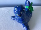Vintage Seal Daisy Flowers Purple Seal Figurine Hand Painted 