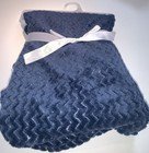 Nwot Stylish Baby Soft Flannel Fleece Baby Infant Throw Blanket Dark Blue Zigzag