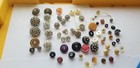  62 vintage Rhinestone Button Lot Plastic   Metal Many Colors Jeweled 