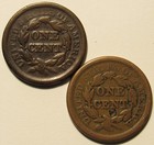 Two  2  1853 Braided Hair Large Cents     Decent Lower-priced Examples