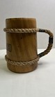 Vintage Hawaii Wooden Tiki Mug Rope Handle Carved Monkey Pod Wood Cup
