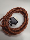 8  Burnt Orange Braided Cloth Covered Wire   Plug  Vintage Style Lamp Cord
